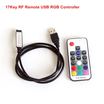 5V USB RGB LED Valdiklis Dimeris RF Wireless Mini Nuotolinio valdymo pultelį skirtą 3528 5050 RGB Led Juostos juostos apšvietimas 5-24V