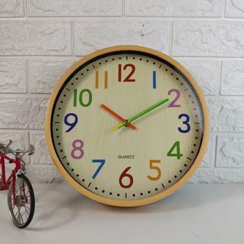 Kambarį kūrybos spalvos sieninis laikrodis auditorijoje, vaikų kambarys laikrodis apvalus laikrodis