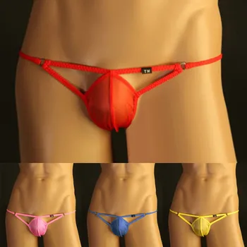 Vyrų G-String Apatiniai Seksualus T-Atgal Trumpikės Micro mažaaukščių Bikini Matyti Per Tuščiaviduriai Iš Dėklas Diržas Vyrų Kietas Kelnės