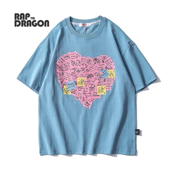Harajuku T-shirt Japonijos Streetwear Moteris Kawaii Spausdinti Meilės Medvilnės trumpomis Rankovėmis Apvalios Kaklo 2021 M. Vasaros Mados vyriški Viršų Male