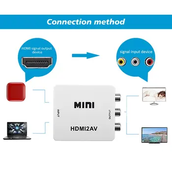 HDMI-suderinamas su Mini Composite CVBS RCA AV Video Converter Senas TV1080p HRCA Karšto Skatinimo Lašas Laivybos USB Kabeliai Daugiaformačių