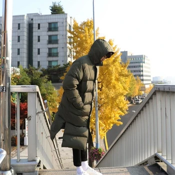 Žiemos korėjiečių Leidimas, vyriški drabužiai, Net Skrybėlę Ilgai Vyrų Išlaikyti Šiltas, Medvilnė-paminkštintas Drabužiai laisvi didelio dydžio Kašmyras sutirštės kailis