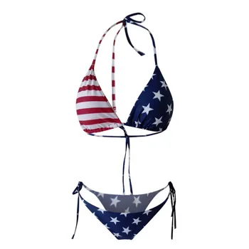 Micro Bikini Nustatyti 2020 M. Moteris Push Up Maudymosi Kostiumėlį, Mini Diržas String Bikini Plaukti Kostiumas Seksualus Maudymosi Kostiumėliai Nepriklausomybės Diena Spausdinami Tankini