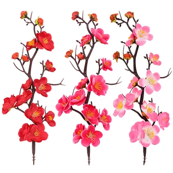 1Pack Slyvų Žiedų Dirbtinės Gėlės Namų dekoro Modeliavimas Gėlių Stalo Dekoro Priedai Raudona/Rožinė Netikrą Gėlių Filialas