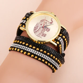 2019 naujas Mados moterų laikrodžiai dramblys Ponios kristalų, apyrankės, laikrodžiai Spalvotų Papuošalai prabangos prekės atsitiktinis kvarcas laikrodžio ciferblatą