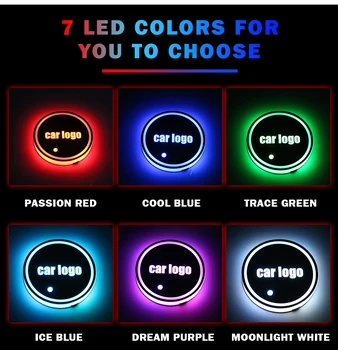 2X Led Automobilio Logotipas Taurės žibintai UBS automobilių atmosfera šviesos spalvinga protingas Smart šviesos, vandens miestelyje 