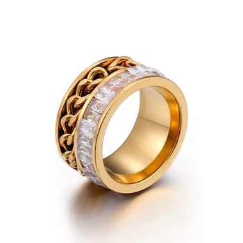 Aukštos Kokybės Metalo Grandinės Gold & Spalvos Piršto Žiedai, Nerūdijančio Plieno, Kalnų Krištolas Madinga Žavesio Žiedai Moterų Papuošalai