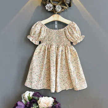 Vaikų gėlių suknelė 2021 naujas vasaros kūdikių sluoksniuotos rankovėmis mielas ir gražus mergaitė korėjos stiliaus princesė dress bamblys mergina