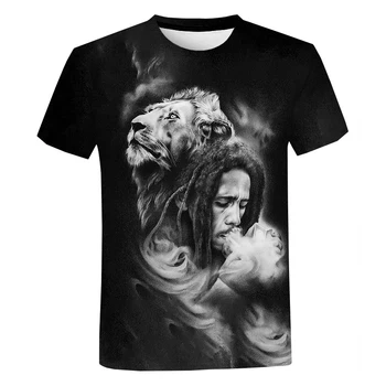 Naujausias Vasaros 3d Atspausdintas Bob Marley, T-marškinėliai, Unisex Mados Hip-Hop Atsitiktinis Apvalios Kaklo Palaidinukė Negabaritinių Viršūnes 2XS-5XL