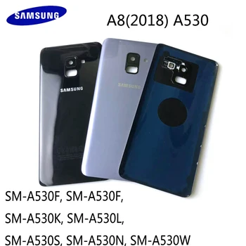 Samsung Galaxy A8 2018 A530 SM-A530F A530F A530DS Būsto Baterija Atveju Stiklo Atgal Padengti Fotoaparato Objektyvo Pakeitimas + Lipdukas