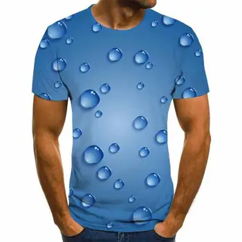 Tarpvalstybinės Sprogimų Kūrybos lietaus lašas Skysčio Spausdinimo 3dt Marškinėliai Vyrams 'S Mados Madinga Trumpas Rankovėmis Apvalios Kaklo Marškinėliai