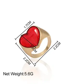 Korėjos Mados Emalio Meilė Širdies Žiedai Paprastas Aukso Sidabro Spalvos, Geometriniai rodomojo Piršto Žiedai moterims 2021 Šaliai, Papuošalai, Dovanos
