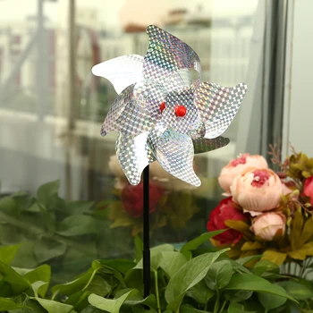 Šviesą atspindinčios Blizgančių Pinwheels Žaislai, Plastikiniai Windmolen Paukščių Atgrasymo vėjo malūnas Apsaugoti Sodas Vaikams 