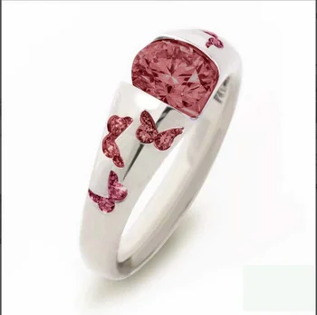 NPKDS 6 Spalvos Drugelis Žiedas Tinka Elegantiškas Ponios Kristalų Perlas Sužadėtuvių Žiedas Vestuvinis Žiedas Papuošalai