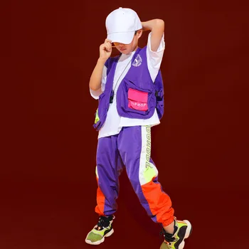 Hip-Hop Vaikų Džiazo Šokio Kostiumai Mergaitėms Berniukai Pramoginių Šokių Kostiumai, Drabužiai Etapo Komplektus Atlikti Marškinėliai Kelnės Streetwear