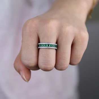 2020 m. aukštos kokybės akmenys žalia Žiedas Žalia Akmuo Kristalas Sužadėtuvių žiedai Moterys sidabro spalvos Vintage Nuotakos Vestuvių papuošalai
