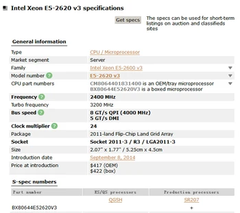 Xeon E5-2620 v3 Šešių Branduolių Procesorius 2.4 GHz, 8GT/s 85W LGA 2011-3 CPU CPU normalaus darbo