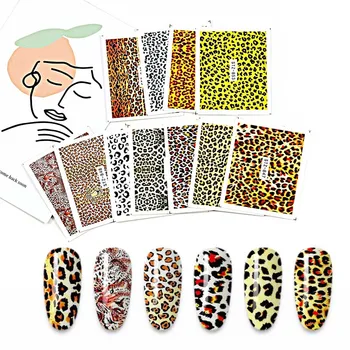 20 dalių rinkinys nagų lipdukai, leopardas spausdinimui watermark slankiklį rinkinys spalvos poliruoti lipdukai nagų dailė nagų dailės reikmenys