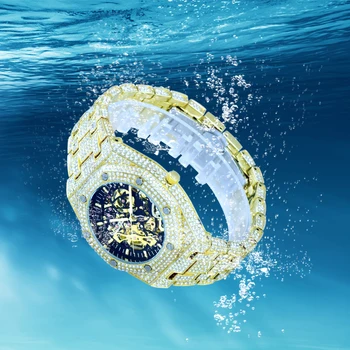 MISSFOX Dizaino, Prekės ženklo Prabangūs vyriški Laikrodžiai Automatinė Gold Verslo Žiūrėti Vyrų Plieno Skaidrus, Mechaninė Vyrų Laikrodis Naujas