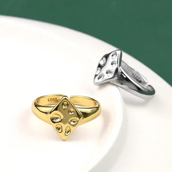 925 Sterlingas Sidabro Žiedai Moterims Taškus Aukso Spalvos Senovinių Vestuvių Madinga Papuošalai Didelio Aukščio Antikvariniai Žiedai Anillos