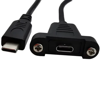 Tipas-c USB 90 kampu į Kairę Dešinę, Žemyn, AUKŠTYN Vyrų ir Moterų Pratęsimo Panel Mount Tipo Laidą Įkrovimo Laidas 0,3 M