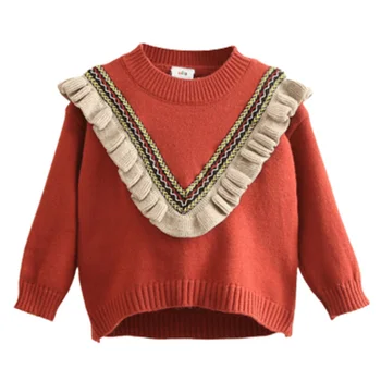 2021 pavasarį ir rudenį vaikų O-kaklo megzti megztinis medvilnė susiėmę kratinys baby girl megztinis