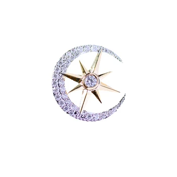 Naujas Mini kalnų krištolas Kristalų Moon Star Sages Moterims Mažos Apykaklės Pin Krepšiai Bijoux, Aksesuarai, Prabangūs Papuošalai Mujer broche