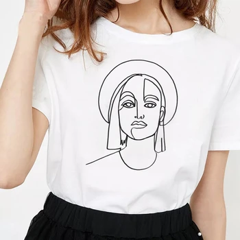 Vasarą Moterys Negabaritinių marškinėliai trumparankoviai O-kaklo Mados Minimalistinio Abstrakčiai Veidą, Print T-shirt Modalinis Mados Atsitiktinis Laukinių Tee