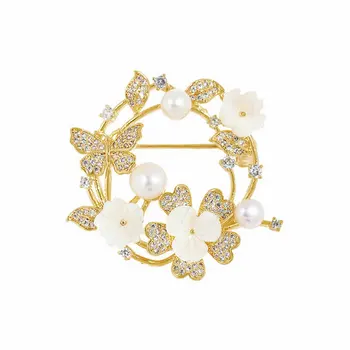 SINZRY NAUJŲ korėjos papuošalų aksesuaras elegantiškas kubinis cirkonis drugelis gėlių gamtos perlas kostiumas sages moterims