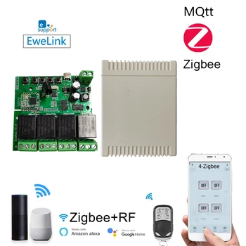 Ewelink 4CH Zigbee Smart šviesų Modulis DC 5/12/32V RF433 Gauti 10A Relės Darbas su Alexa, Google 