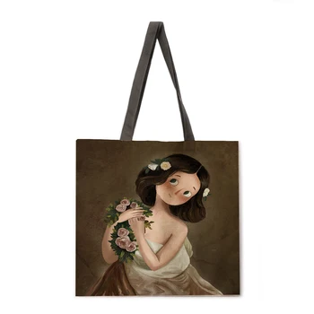 Lauko pirkinių krepšys animacinių filmų aliejaus tapybai rankinėje panele laisvalaikio rankinės lady pečių maišą mados paplūdimio krepšys lady rankinės